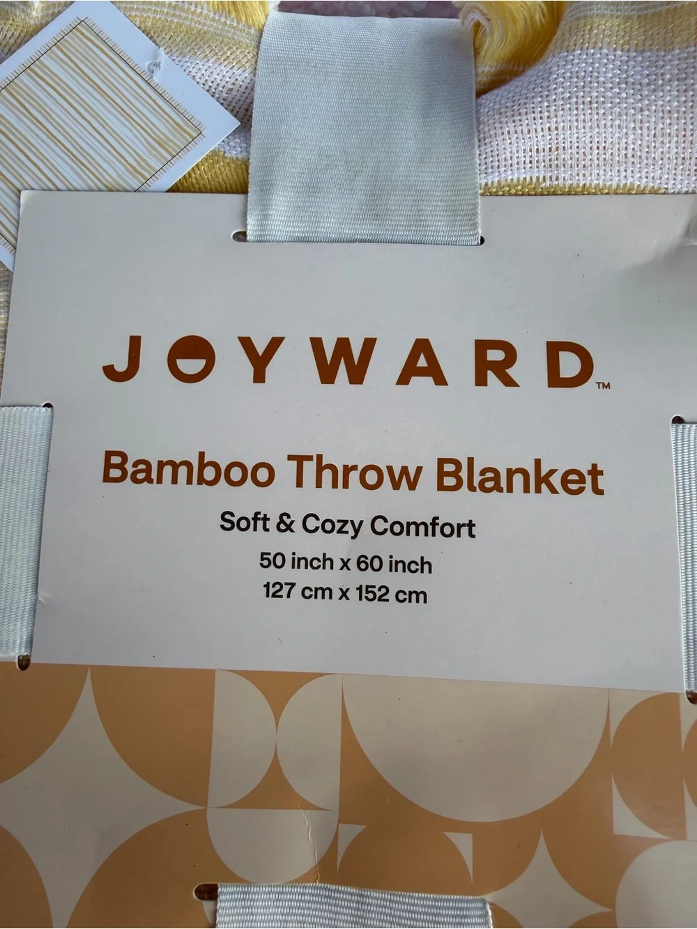 Yellow & White Bamboo Throw Blanket – Soft Fringe Throw